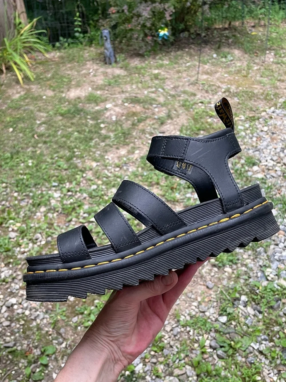 Dr Martens Blaire Platform Black Sandals Size 8